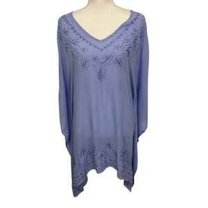 Indian Tropical Fashion Cover Up 100% Rayon Blue One Size NEW WITH TAGS